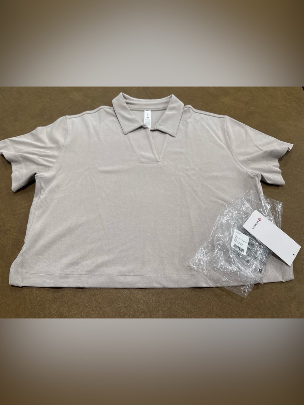 Lululemon Women's XL Softstreme Pique Polo Shirt Beige Natural NWT